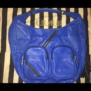 L.A.M.B camberly Haden Leather blue Hobo